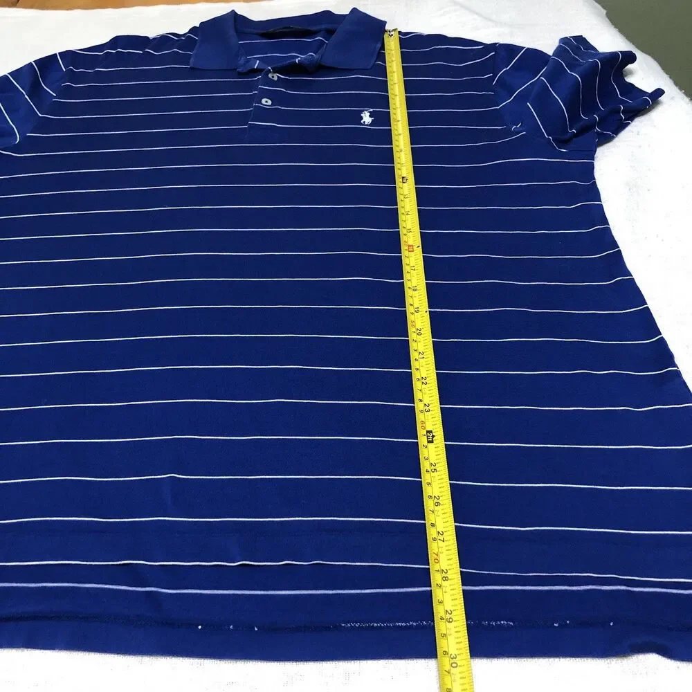 Polo Golf Ralph Lauren Shirt Mens XL 100 Pima Cotton Blue White Stripe Pony Logo
